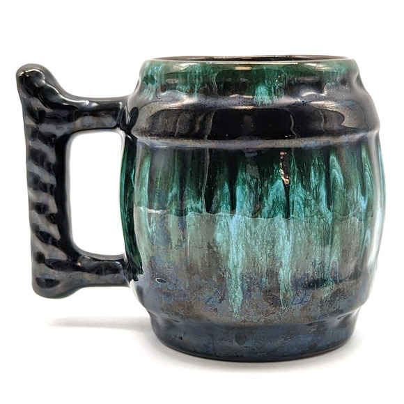 Blue Mountain Pottery Barrel Mug with Handle Drip Glaze Redware Mid Century - Picture 1 of 8